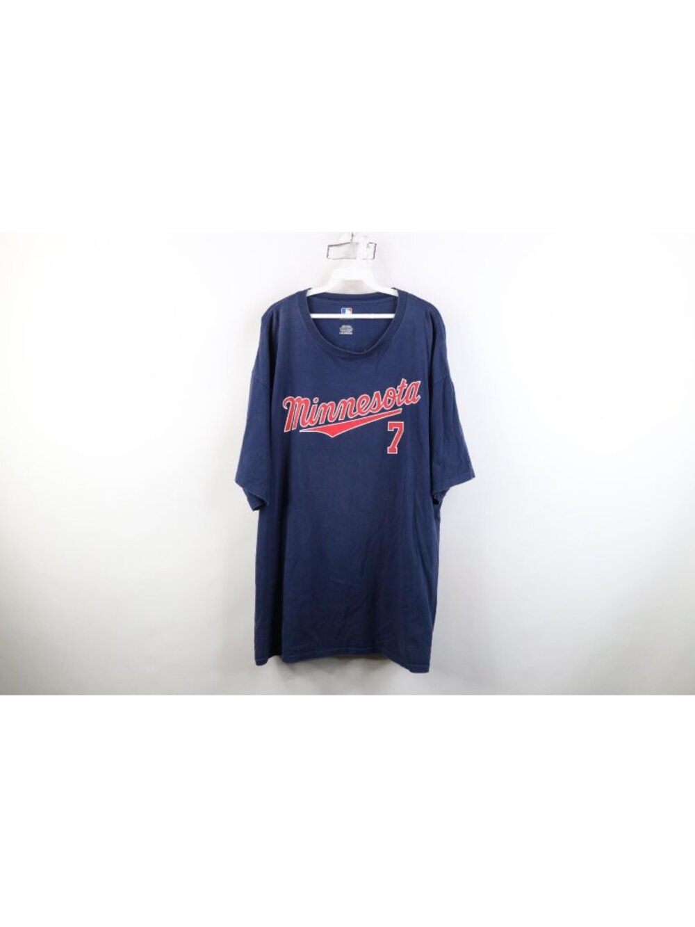 Y2K Mens 2XL XXL Faded Joe Mauer Minnesota Twins Baseball Jersey T-Shirt Blue